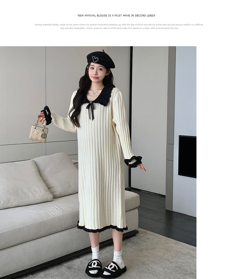 실사 지금 가을 신제품 작은 샤넬 스타일 연령 감소 임산부 스웨터 원피스 상세 이미지 15