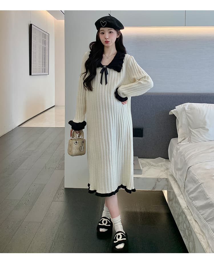 실사 지금 가을 신제품 작은 샤넬 스타일 연령 감소 임산부 스웨터 원피스 상세 이미지 20