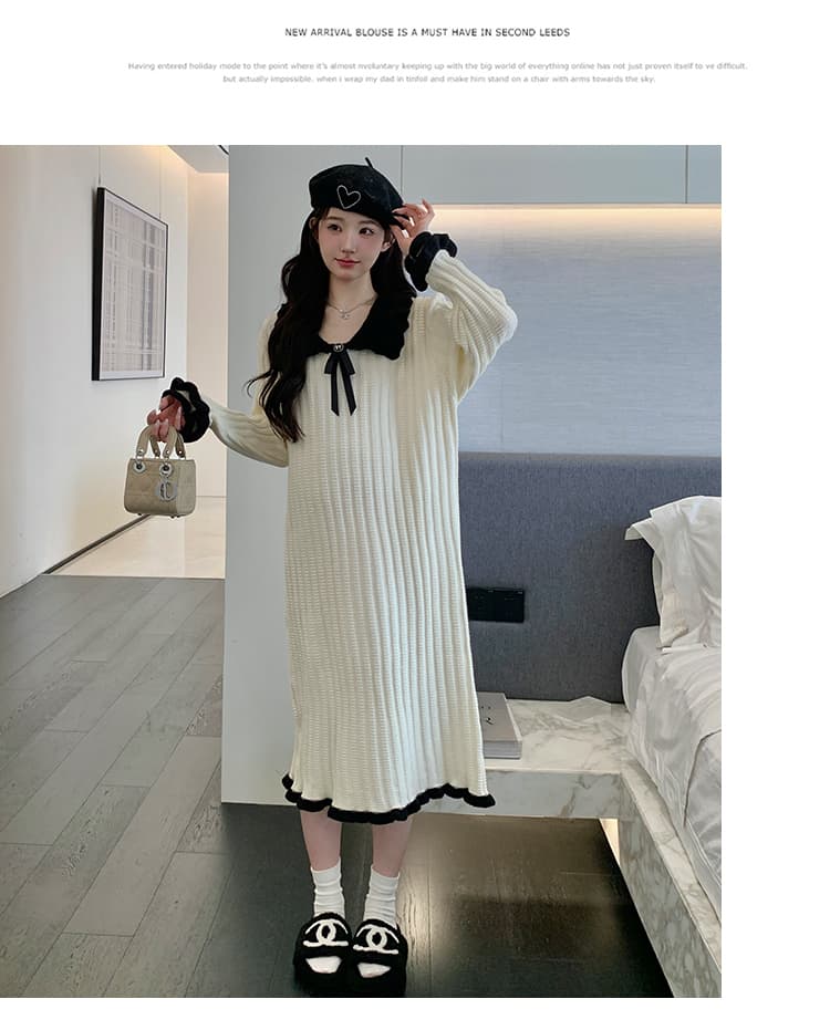 실사 지금 가을 신제품 작은 샤넬 스타일 연령 감소 임산부 스웨터 원피스 상세 이미지 21