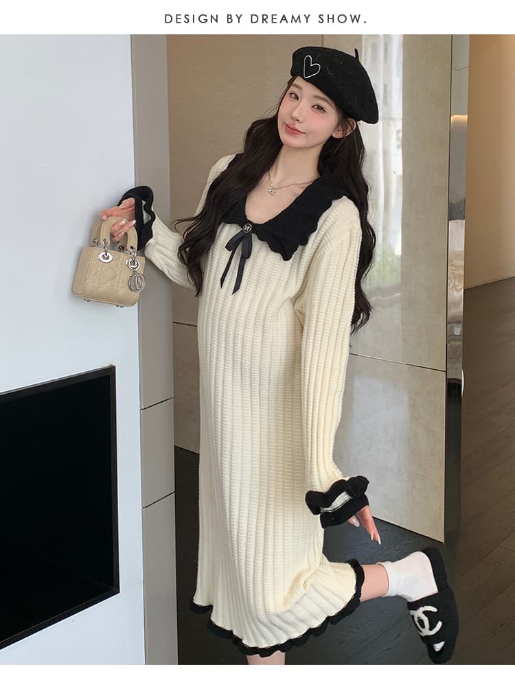실사 지금 가을 신제품 작은 샤넬 스타일 연령 감소 임산부 스웨터 원피스 상세 이미지 24