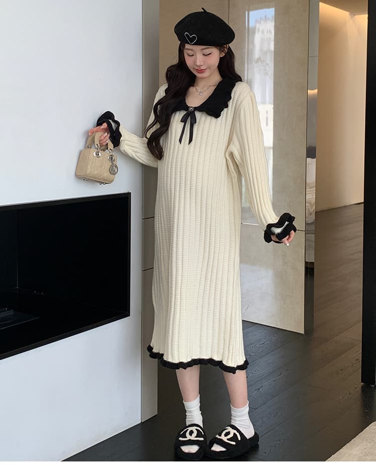 실사 지금 가을 신제품 작은 샤넬 스타일 연령 감소 임산부 스웨터 원피스 상세 이미지 27