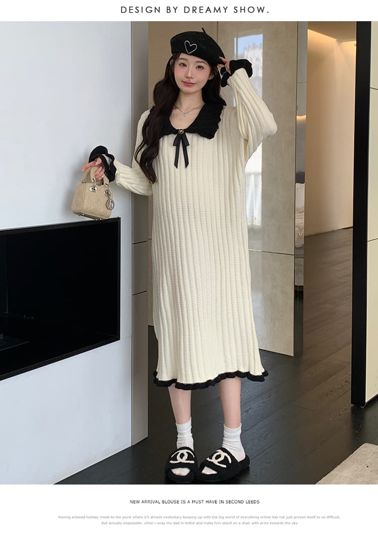 실사 지금 가을 신제품 작은 샤넬 스타일 연령 감소 임산부 스웨터 원피스 상세 이미지 28