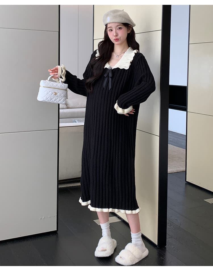실사 지금 가을 신제품 작은 샤넬 스타일 연령 감소 임산부 스웨터 원피스 상세 이미지 32