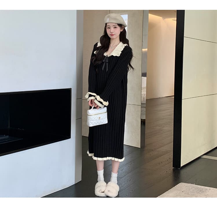 실사 지금 가을 신제품 작은 샤넬 스타일 연령 감소 임산부 스웨터 원피스 상세 이미지 39