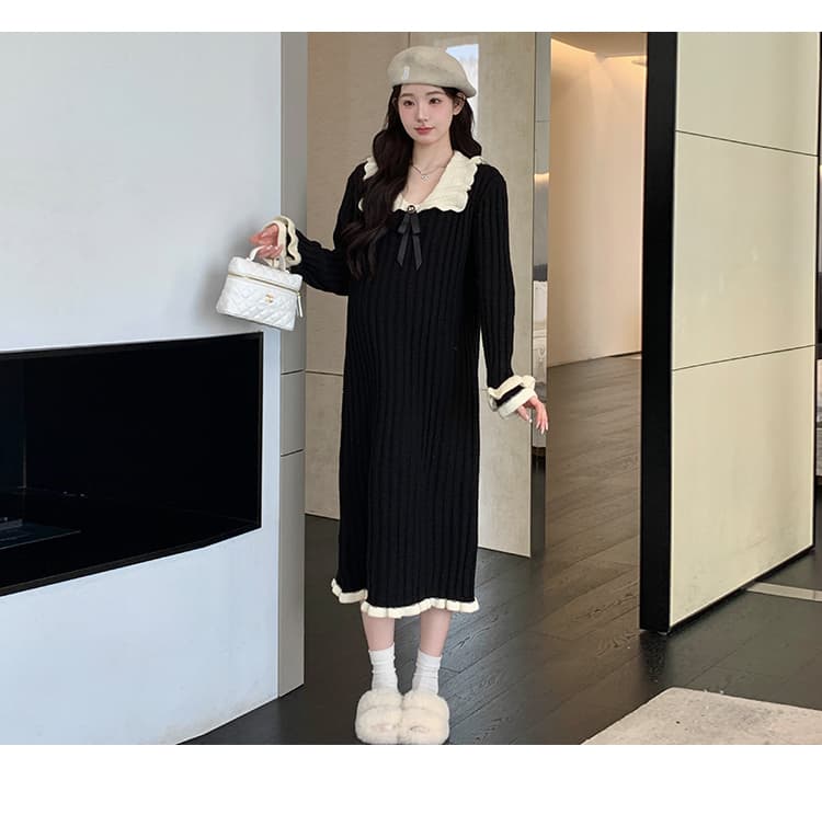 실사 지금 가을 신제품 작은 샤넬 스타일 연령 감소 임산부 스웨터 원피스 상세 이미지 41