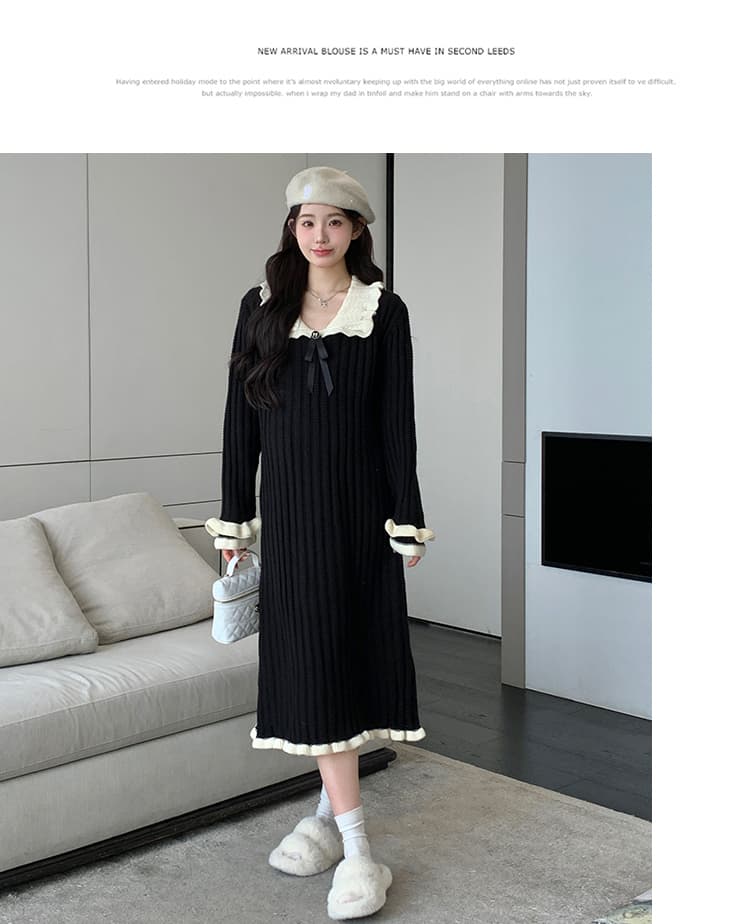 실사 지금 가을 신제품 작은 샤넬 스타일 연령 감소 임산부 스웨터 원피스 상세 이미지 45