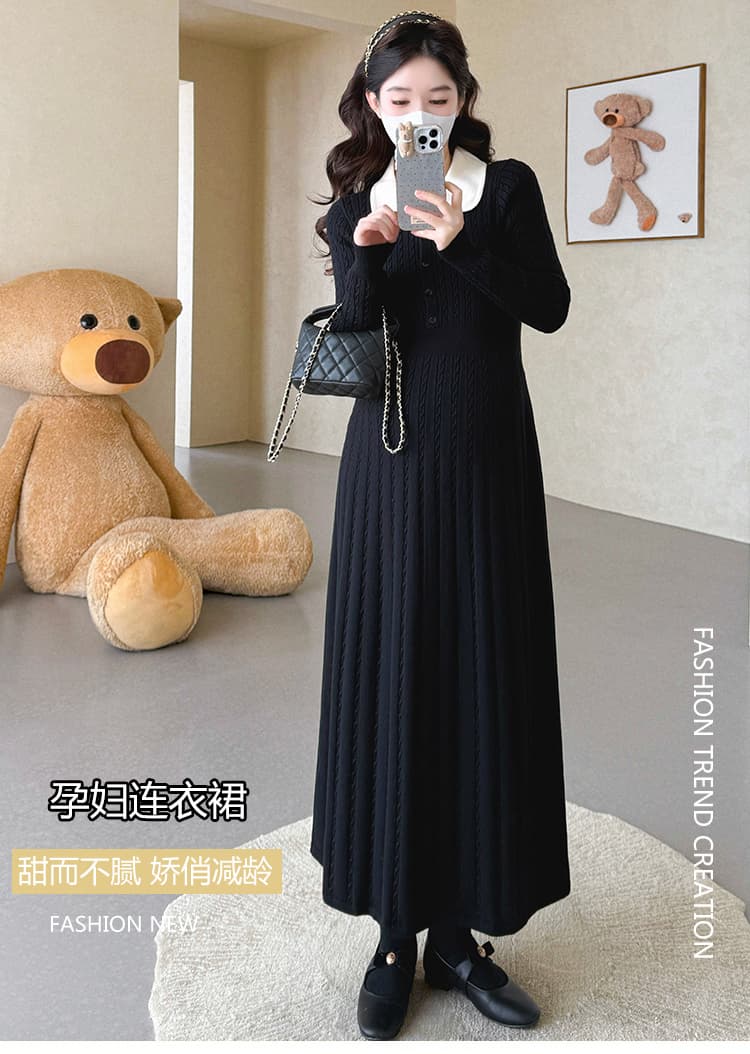 실사 xian 물품 봄 신제품 베이비 칼라 프랑스식 니트 드레스 상세 이미지 1