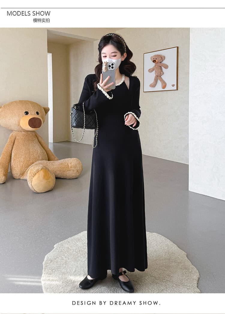 실사 xian 물품 봄 새로운 작은 샤넬 스타일 연령 감소 임산부 니트 투피스 세트 상세 이미지 41