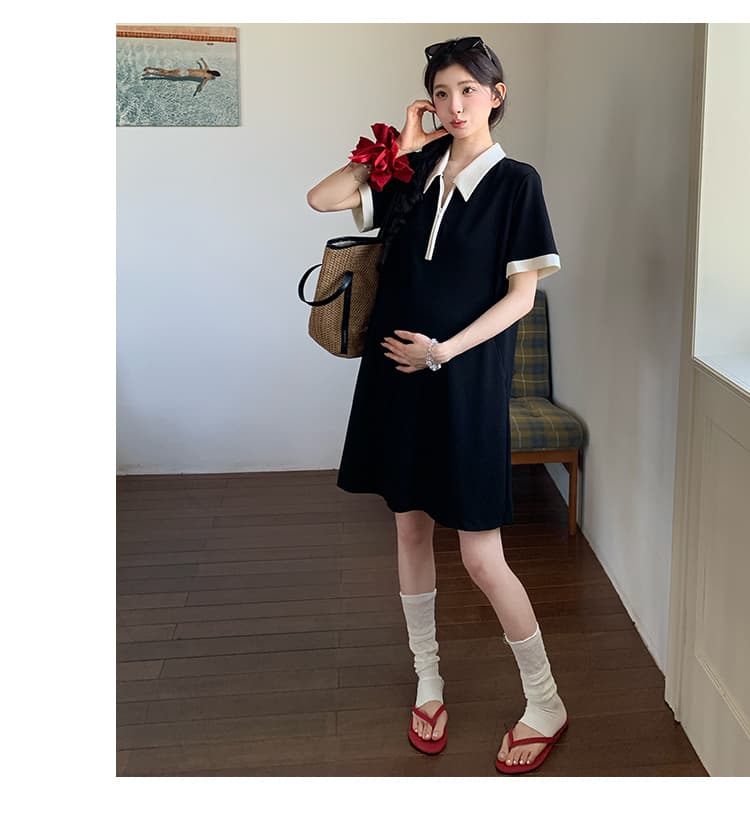 실사 지금 여름 신제품 한국 스타일 POLO 칼라 빅 사이즈 다용도 드레스 상세 이미지 22
