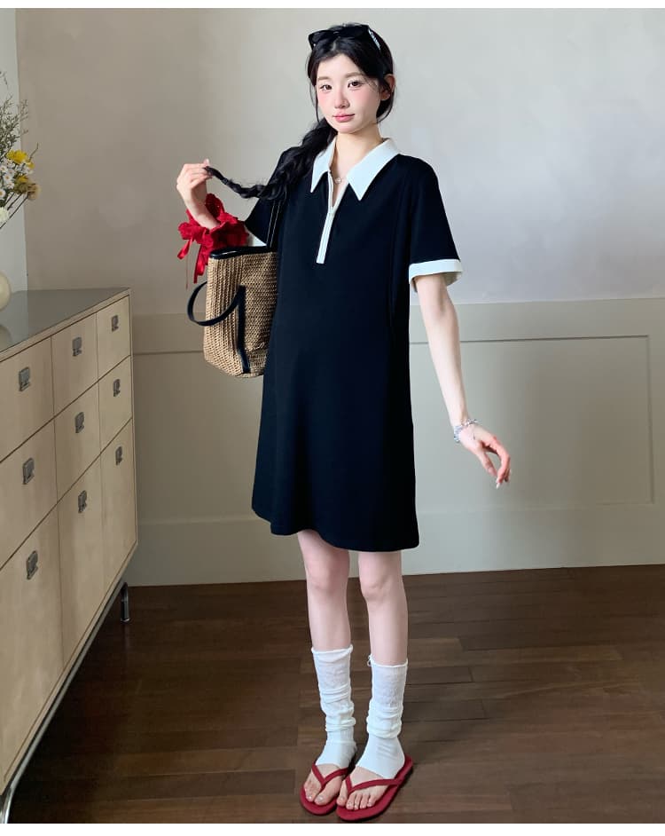 실사 지금 여름 신제품 한국 스타일 POLO 칼라 빅 사이즈 다용도 드레스 상세 이미지 25