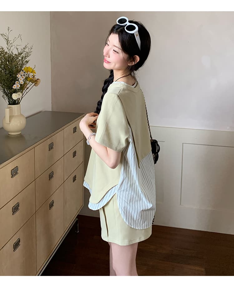 실사 지금 여름 신제품 V넥 한국 스타일 맨위 반바지 세트 상세 이미지 20