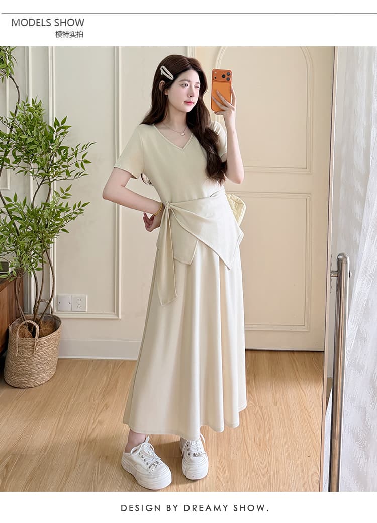 실사 지금 여름 신제품 v 칼라 불규칙 맨위 반신 치마 세트 상세 이미지 11