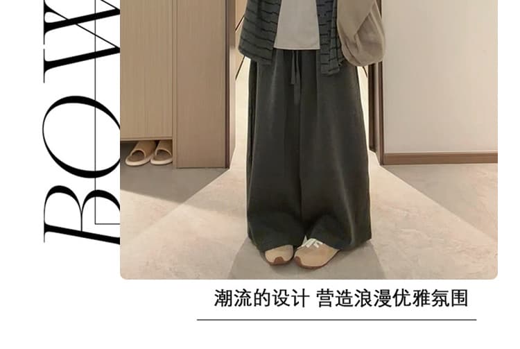 지금 가을 새로운 캐주얼 편안함 스트라이프 재킷 티셔츠 와이드 레그 팬츠 3종 세트 상세 이미지 5