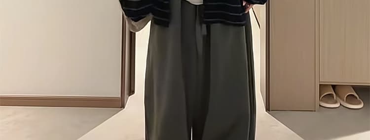 지금 가을 새로운 캐주얼 편안함 스트라이프 재킷 티셔츠 와이드 레그 팬츠 3종 세트 상세 이미지 30