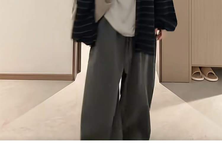 지금 가을 새로운 캐주얼 편안함 스트라이프 재킷 티셔츠 와이드 레그 팬츠 3종 세트 상세 이미지 33