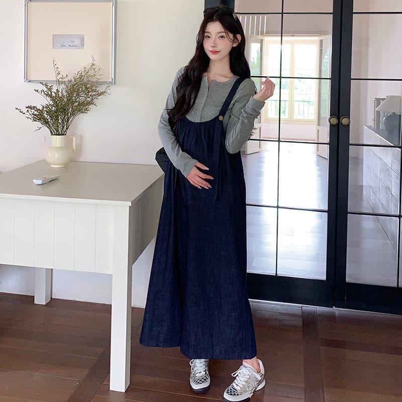 실사 지금 가을 신제품 니트 맨위 한국 스타일 다용도 느긋한 바람 멜빵 바지 이미지 6