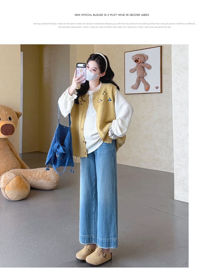 실사 지금 2026 신제품 연령 감소 베이비 칼라 맨위 무거운 작업 자수 빅 보드 종류 베스트 맨위 투피스 세트 상세 이미지 14