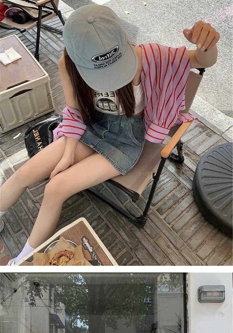 임산부 반신 스커트 2026 새로운 한국 스타일 데님 미니 스커트 여름 외출용 패션 하이웨이스트 없음 복부 지지 데님 미니 스커트 상세 이미지 24