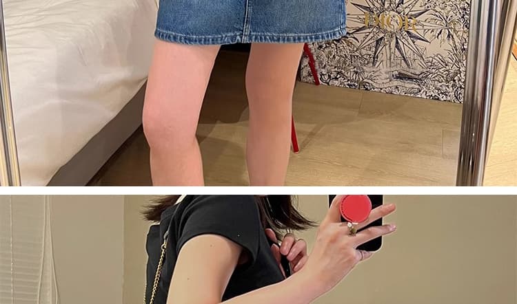 임산부 반신 스커트 여름 외출용 한국 스타일 하이웨이스트 없음 복부 지지 데님 반신 스커트 2026 새로운 다용도 슬림해 보이는 여성 상세 이미지 31