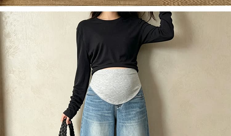 임산부 와이드 레그 팬츠 봄 여름 새로운 2026 외출용 루즈핏 슬림해 보이는 8 점 청바지 작은 키 캐주얼 스트레이트 팬츠 상세 이미지 31