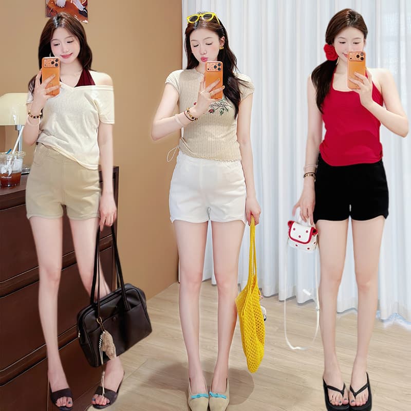 임산부 반바지 여름 얇은 스타일 2026 새로운 외출용 없음 복부 지지 슬림해 보이는 한 마디 아메리칸 디자인 3 점 청바지 이미지 4