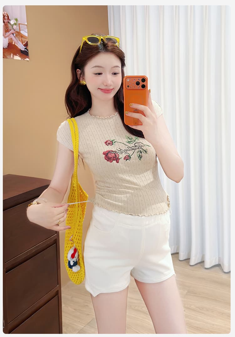 임산부 반바지 여름 얇은 스타일 2026 새로운 외출용 없음 복부 지지 슬림해 보이는 한 마디 아메리칸 디자인 3 점 청바지 상세 이미지 19