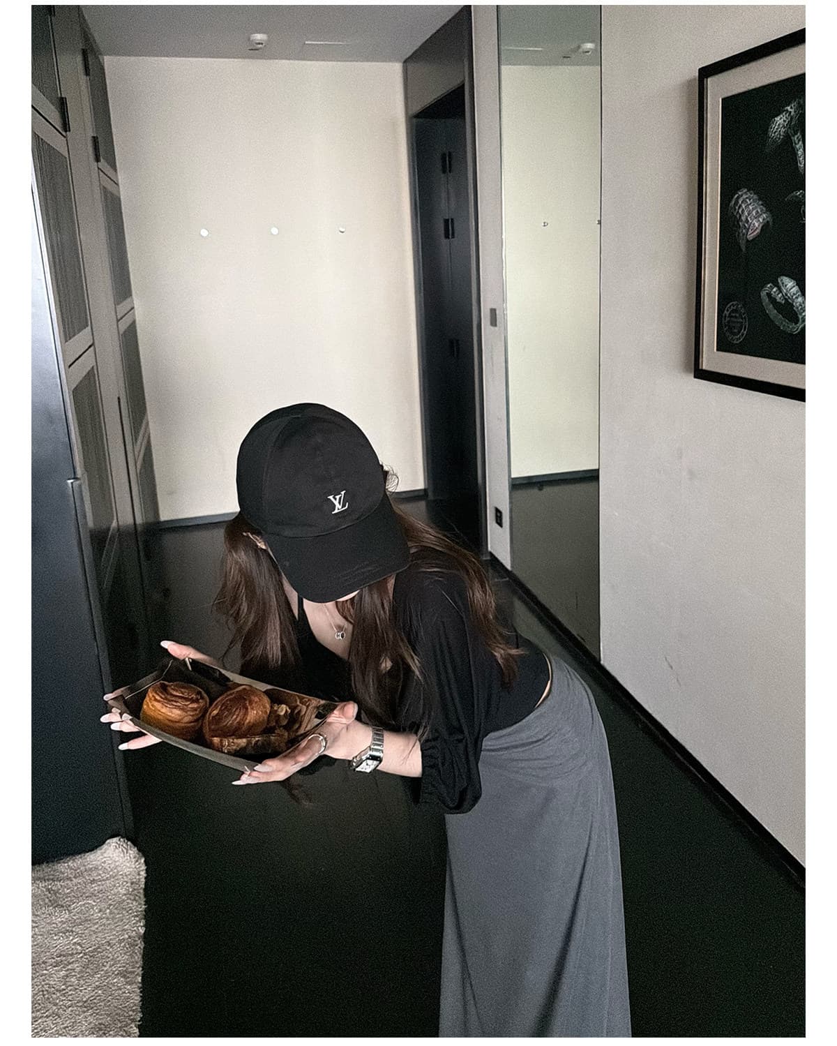 임산부 반신 스커트 가을 여름 새로운 느긋한 바람 수 있습니다. 뒤집다 折腰 복부 지지 모달 슬림해 보이는 롱 코트 반신 스커트 상세 이미지 25