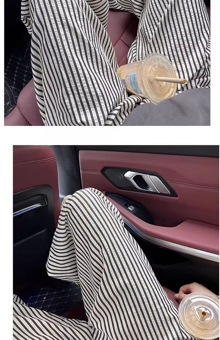 임산부 캐주얼 바지 한 부서 스트라이프 캐주얼 바지 가을 새로운 하이웨이스트 복부 지지 와이드 레그 팬츠 외출용 상세 이미지 8