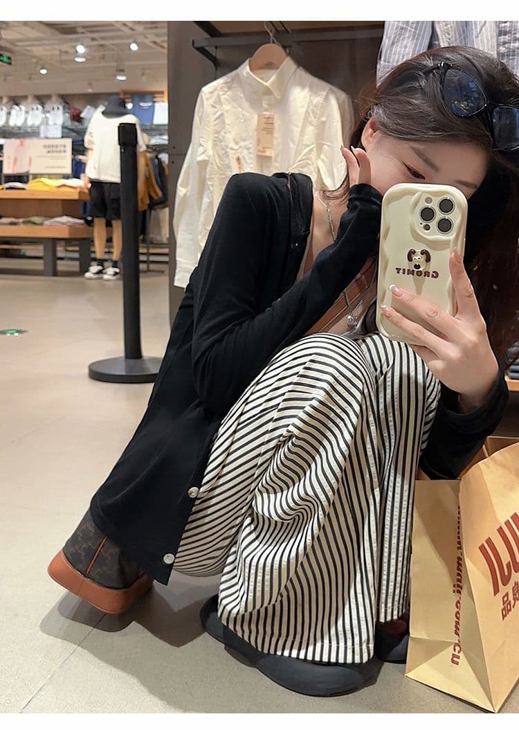 임산부 캐주얼 바지 한 부서 스트라이프 캐주얼 바지 가을 새로운 하이웨이스트 복부 지지 와이드 레그 팬츠 외출용 상세 이미지 55