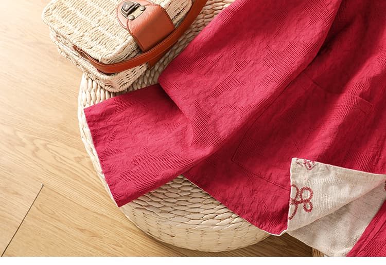 가을 면 린넨 무거운 작업 자수 국풍 다용도 캐주얼 오픈 가디건 상세 이미지 19