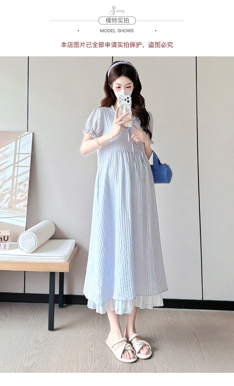 실사 출산 착용 패션 루즈핏 슬림해 보이는 롱 코트 드레스 상세 이미지 10