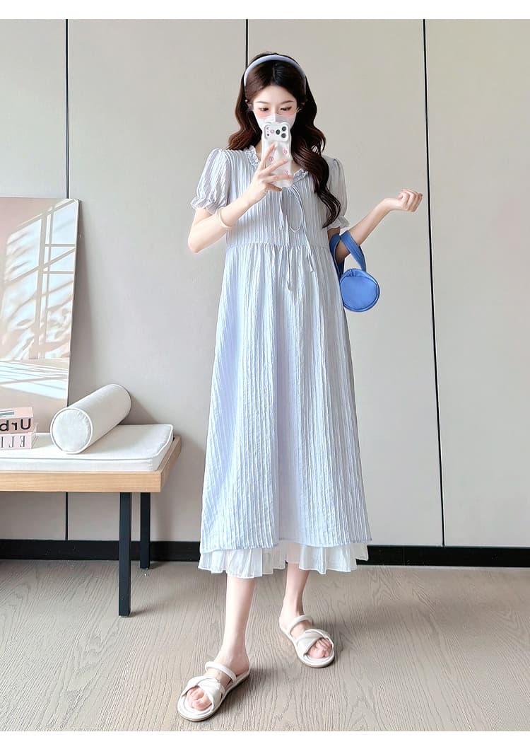 실사 출산 착용 패션 루즈핏 슬림해 보이는 롱 코트 드레스 상세 이미지 13