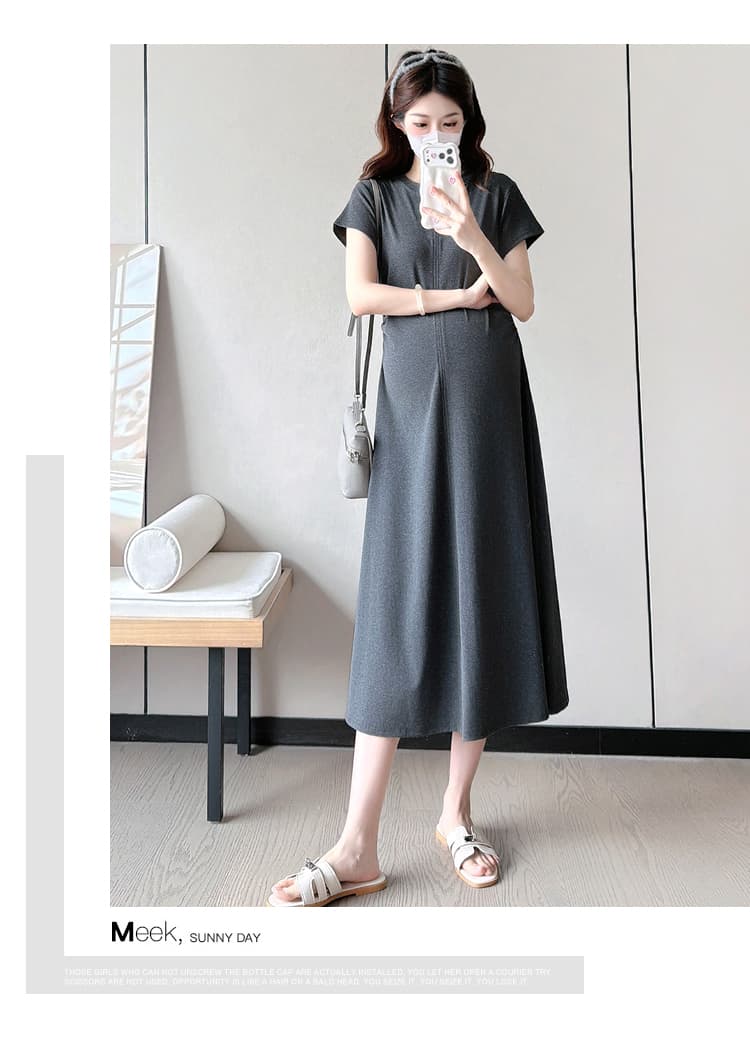 실사 출산 착용 패션 루즈핏 미니멀리즘 순면 롱 코트 드레스 상세 이미지 13