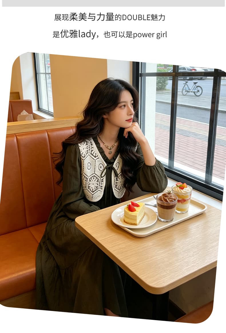 2026 가을 신제품 출산 착용 한국 스타일 루즈핏 빅 사이즈 롱 코트 페이크 레이어드 임산부 V넥 드레스 상세 이미지 2