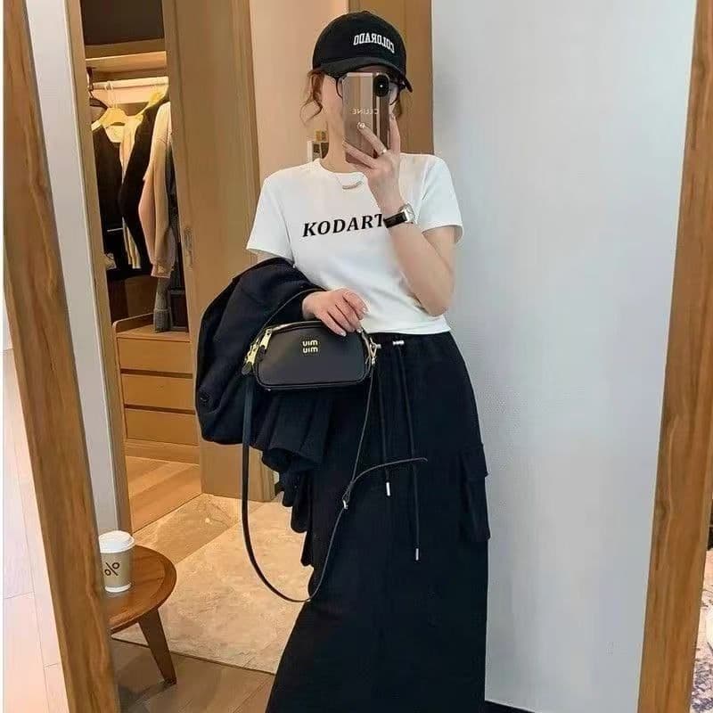 순면 40 220 그램 92 면 8 암모니아 Lun 한국 스타일 새로운 긍정적 인 어깨 반팔 티셔츠 여성 프린트 핫걸 맨위 이미지 3