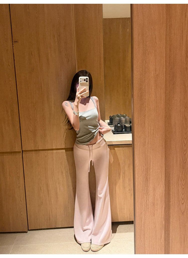 suuuicee 화 초점 높음 비전 수준 스트라이프 몸매 가꾸기 와이드 어깨끈 캐미솔 핫걸 맨위 상세 이미지 9