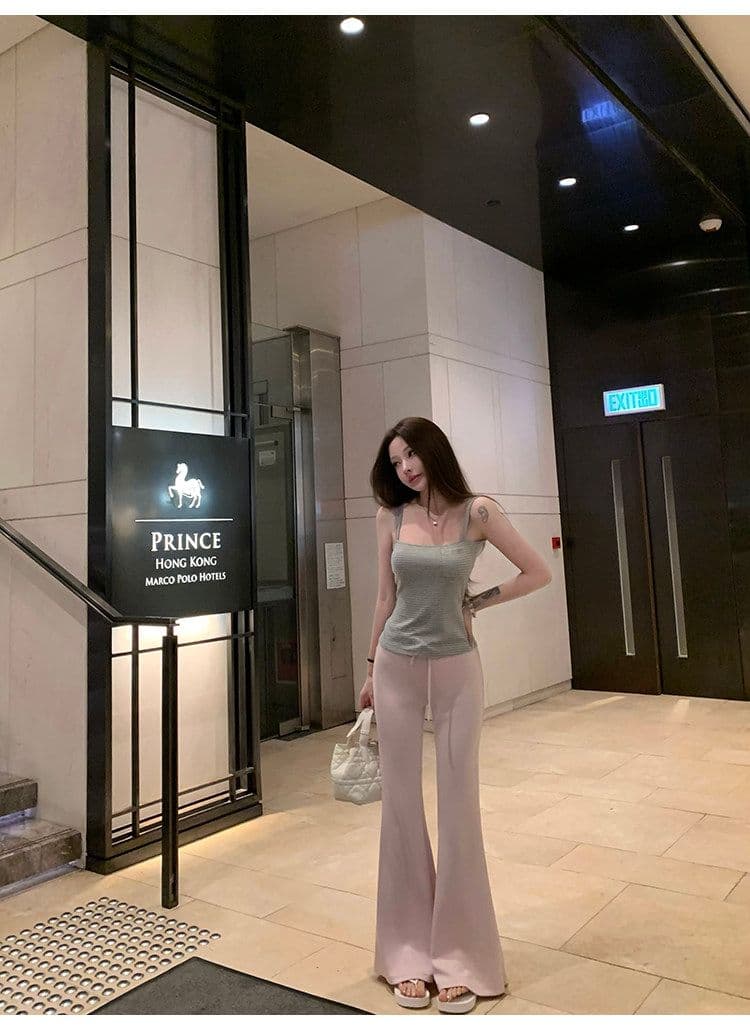 suuuicee 화 초점 높음 비전 수준 스트라이프 몸매 가꾸기 와이드 어깨끈 캐미솔 핫걸 맨위 상세 이미지 20