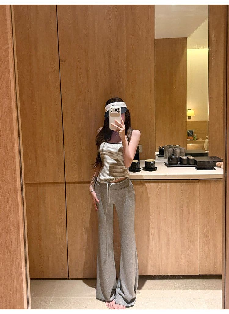 suuuicee 화 초점 높음 비전 수준 스트라이프 몸매 가꾸기 와이드 어깨끈 캐미솔 핫걸 맨위 상세 이미지 21