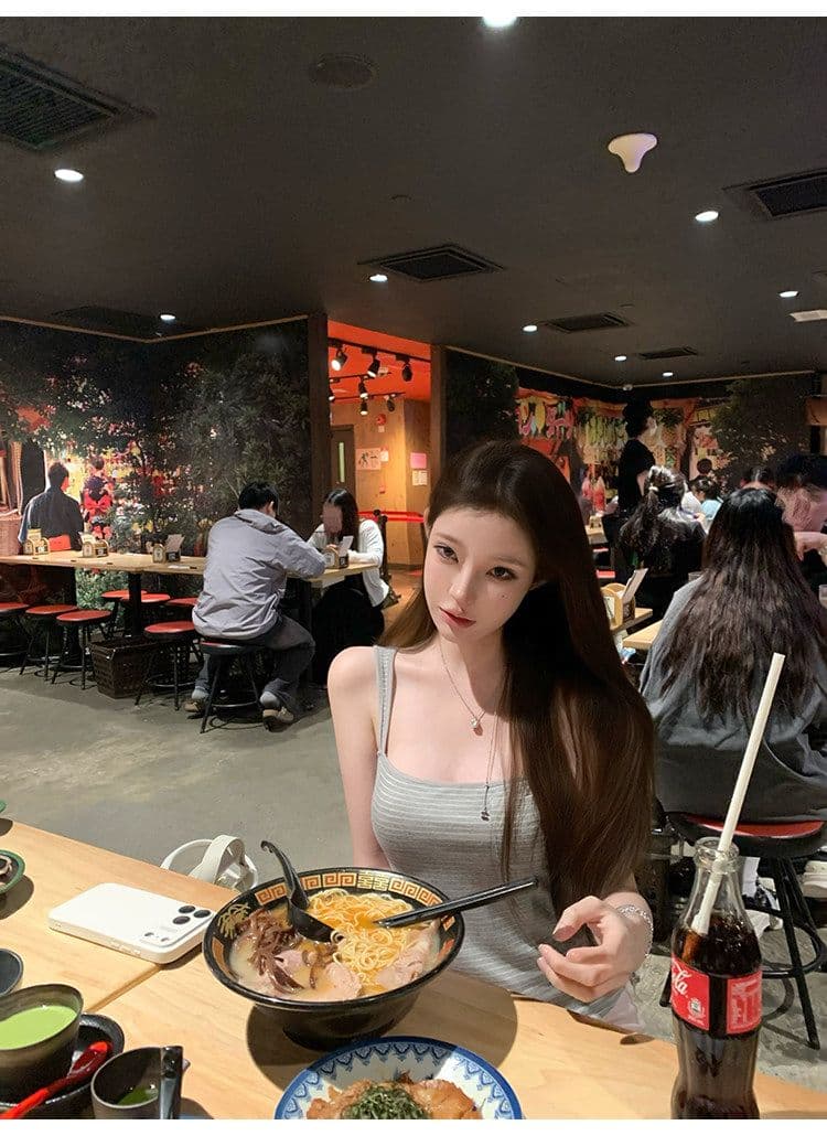 suuuicee 화 초점 높음 비전 수준 스트라이프 몸매 가꾸기 와이드 어깨끈 캐미솔 핫걸 맨위 상세 이미지 32