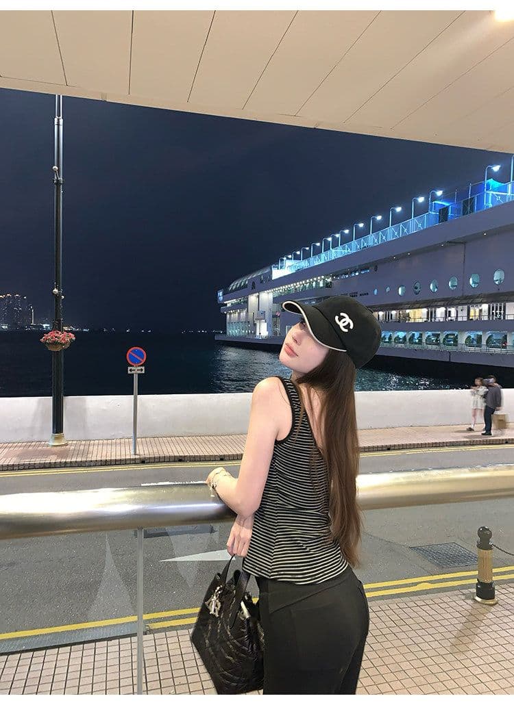 suuuicee 화 초점 높음 비전 수준 스트라이프 몸매 가꾸기 와이드 어깨끈 캐미솔 핫걸 맨위 상세 이미지 40