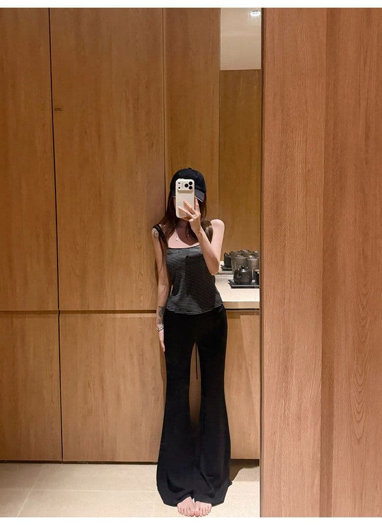 suuuicee 화 초점 높음 비전 수준 스트라이프 몸매 가꾸기 와이드 어깨끈 캐미솔 핫걸 맨위 상세 이미지 41