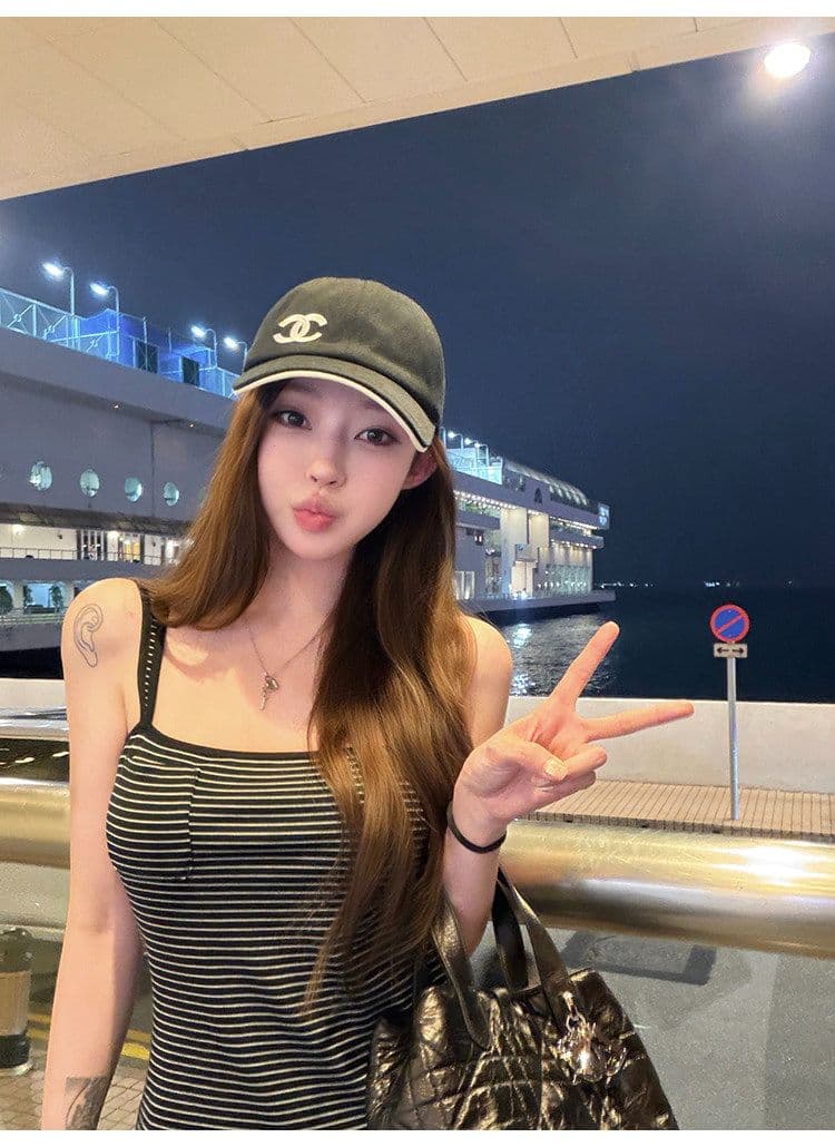 suuuicee 화 초점 높음 비전 수준 스트라이프 몸매 가꾸기 와이드 어깨끈 캐미솔 핫걸 맨위 상세 이미지 44