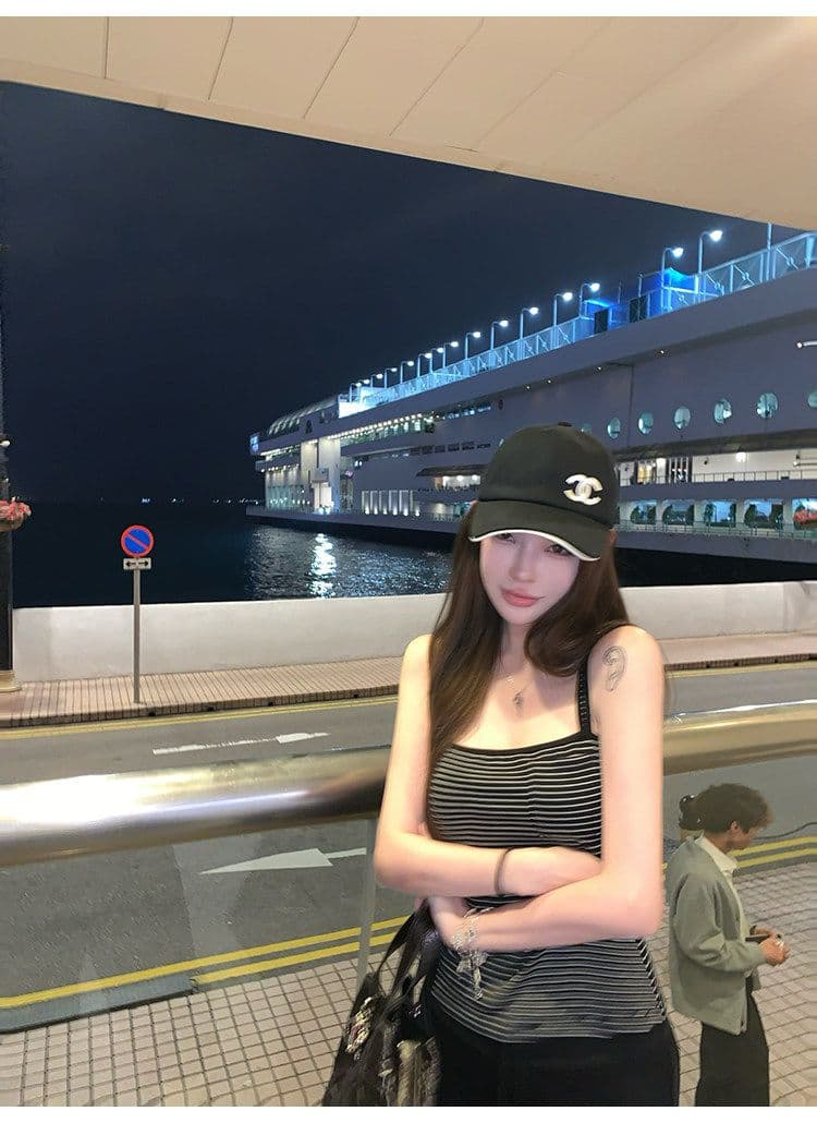 suuuicee 화 초점 높음 비전 수준 스트라이프 몸매 가꾸기 와이드 어깨끈 캐미솔 핫걸 맨위 상세 이미지 45