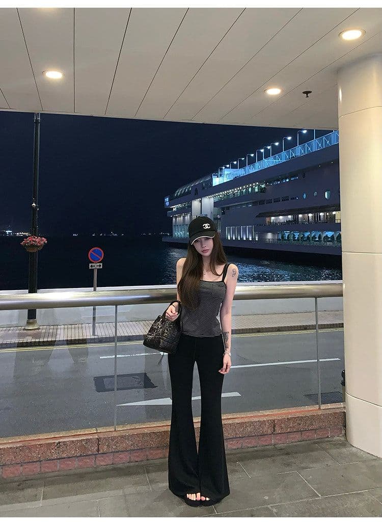 suuuicee 화 초점 높음 비전 수준 스트라이프 몸매 가꾸기 와이드 어깨끈 캐미솔 핫걸 맨위 상세 이미지 46