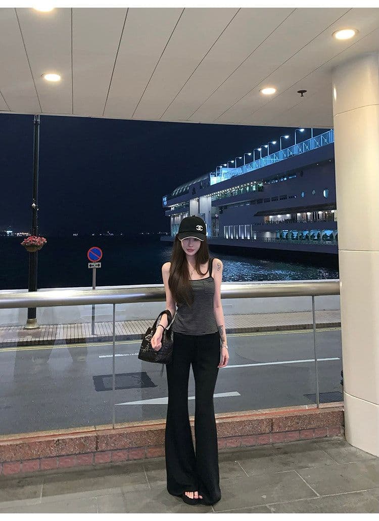 suuuicee 화 초점 높음 비전 수준 스트라이프 몸매 가꾸기 와이드 어깨끈 캐미솔 핫걸 맨위 상세 이미지 47