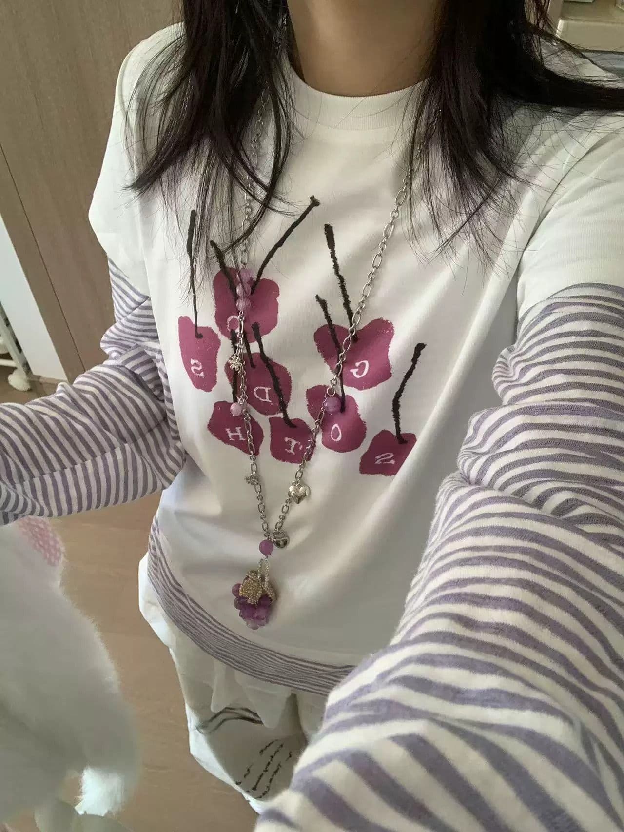 순면 40 220 그램 92 면 8 암모니아 Lun 한국 스타일 새로운 긍정적 인 어깨 반팔 티셔츠 여성 프린트 핫걸 맨위 이미지 3