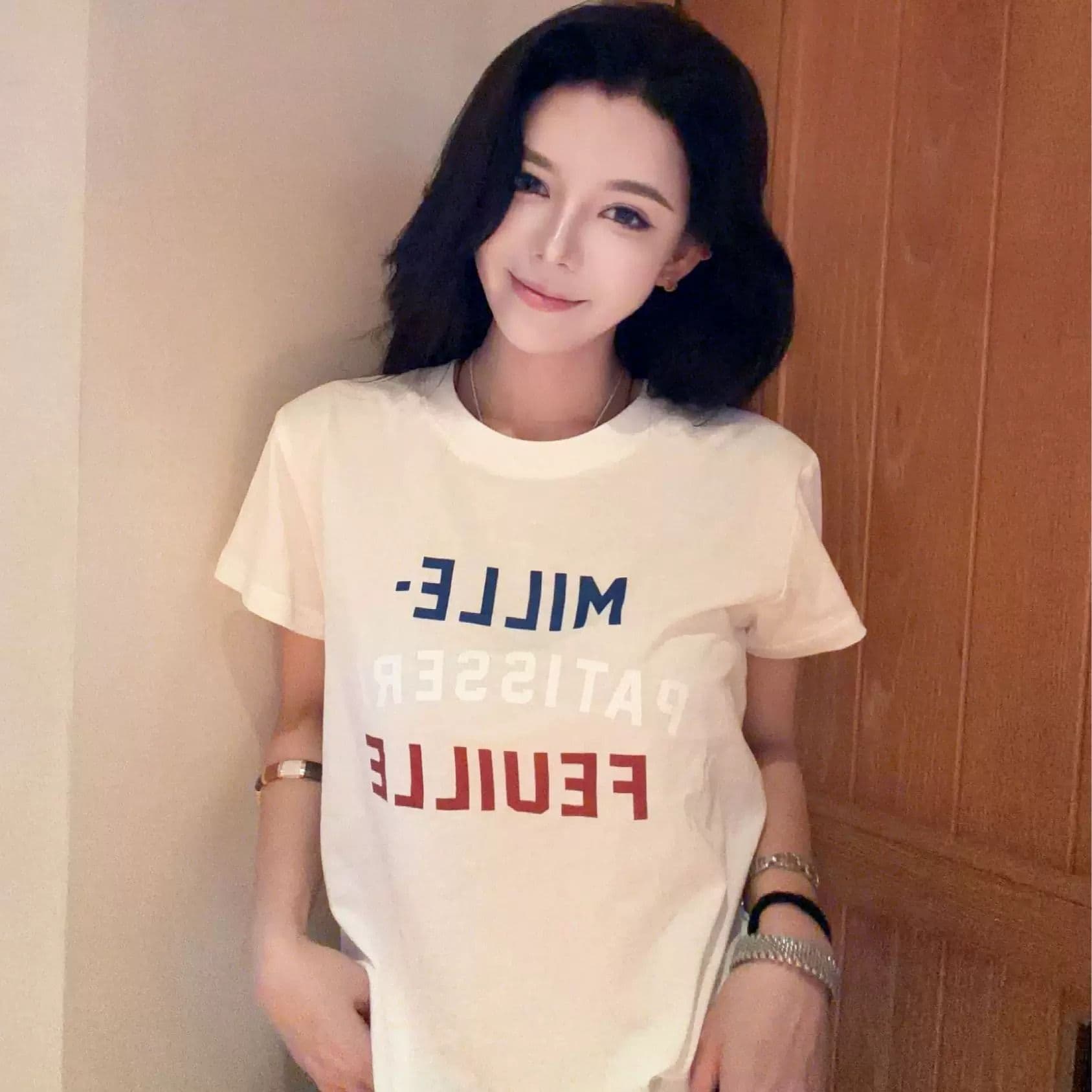 순면 반팔 티셔츠 여성 2026 여름 한국 스타일 새로운 학원 스타일 루즈핏 빅 사이즈 지방 mm 200 kg 웨어러블
