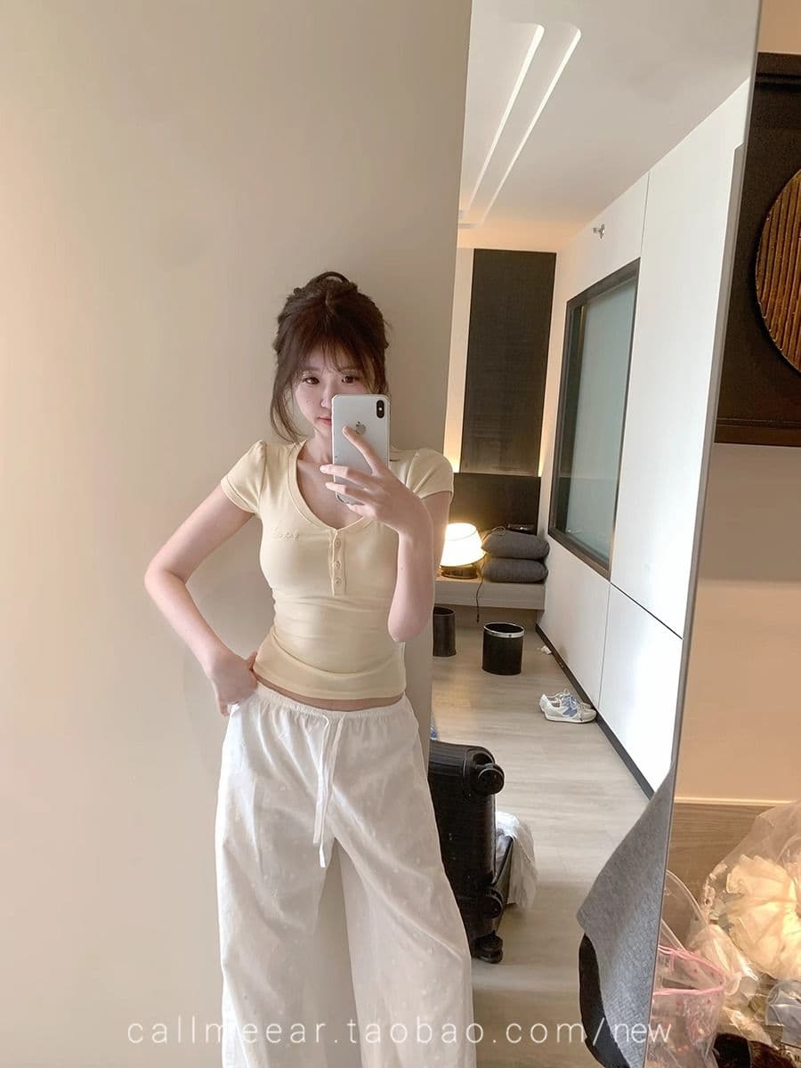 270 그램 사람들 면 다용도 자수 t 한국 스타일 거품 소매 티셔츠 여성 여름 핫걸 몸매 가꾸기 슬림해 보이는 반팔 순수한 욕망 맨위 상세 이미지 6