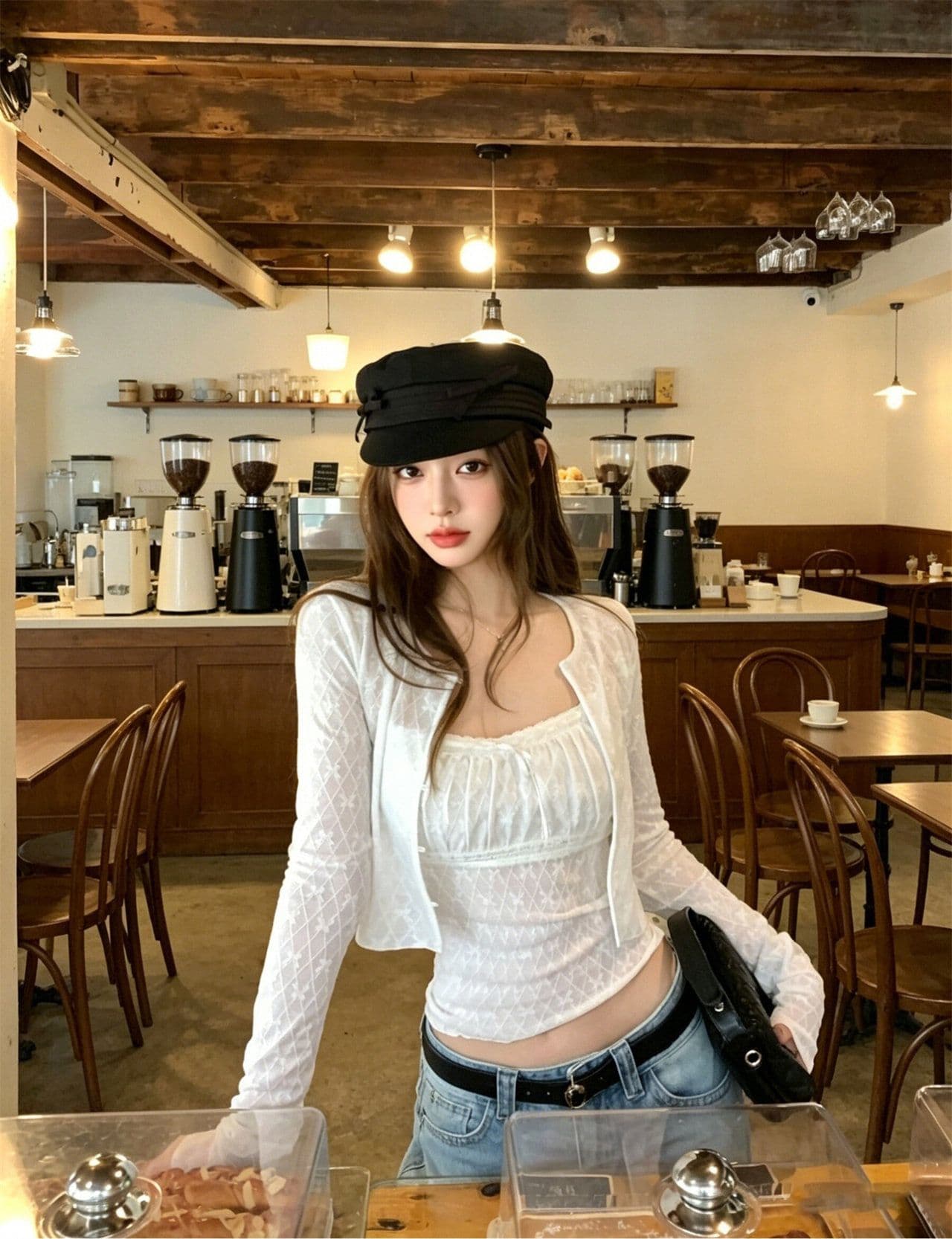 순수한 욕망 바람 캐주얼 쇼트 스타일 자외선 차단 여성 코트 여름 나비 매듭 몸매 가꾸기 캐미솔 투피스 세트 상세 이미지 5