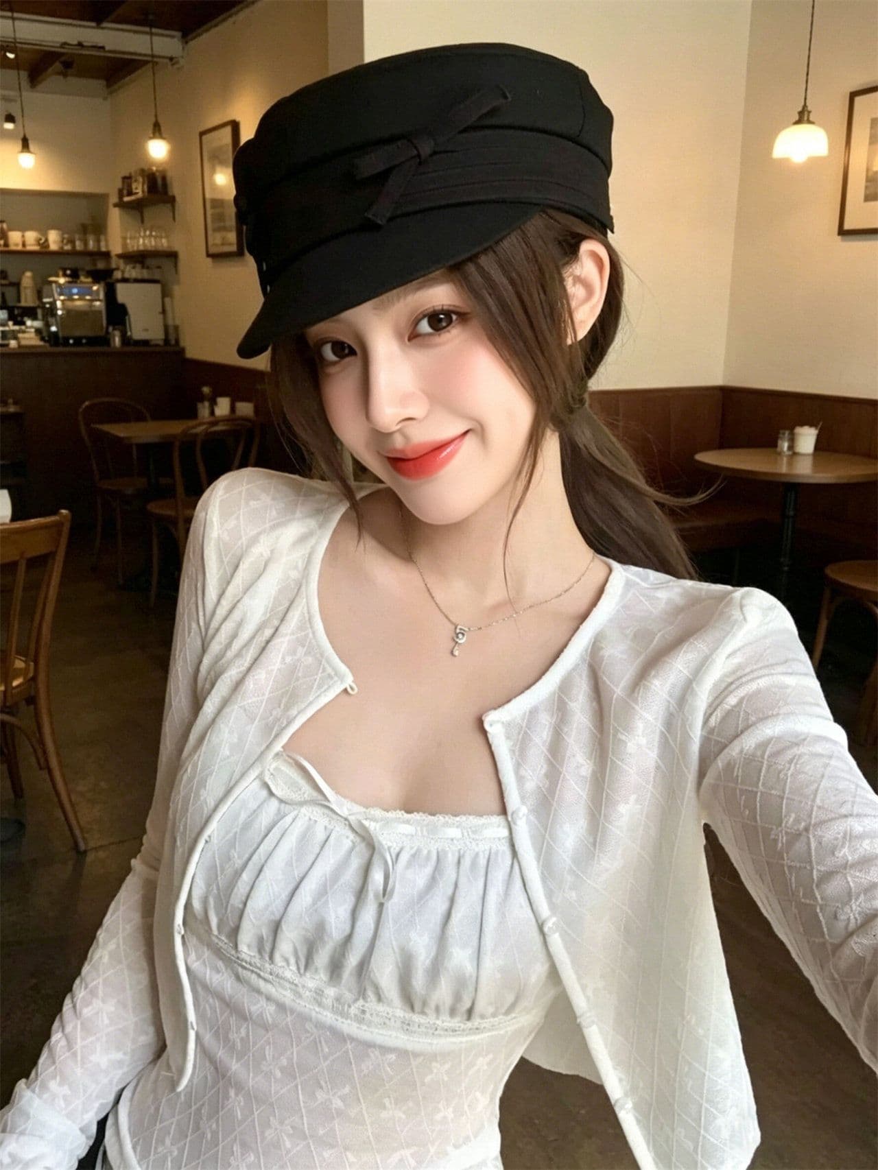 순수한 욕망 바람 캐주얼 쇼트 스타일 자외선 차단 여성 코트 여름 나비 매듭 몸매 가꾸기 캐미솔 투피스 세트 상세 이미지 6